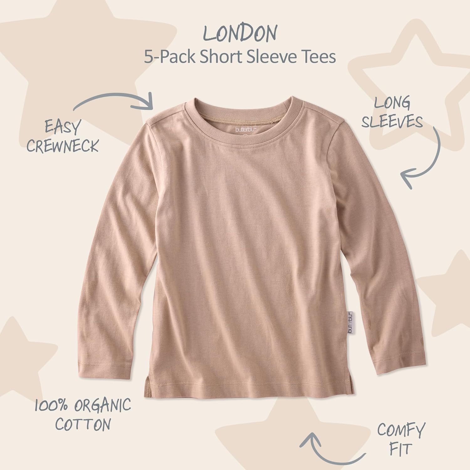 London 5-Pack Long Sleeve T-Shirts​ 100% Organic Cotton for Baby, Toddler, Girls & Boys​ - Image 2