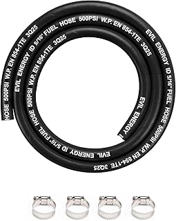 EVIL ENERGY 5/16" High Pressure Fuel Line Hose 5FT 500 PSI E85 for Fuel Systems Engines NBR Rubber EN854-1TE Black