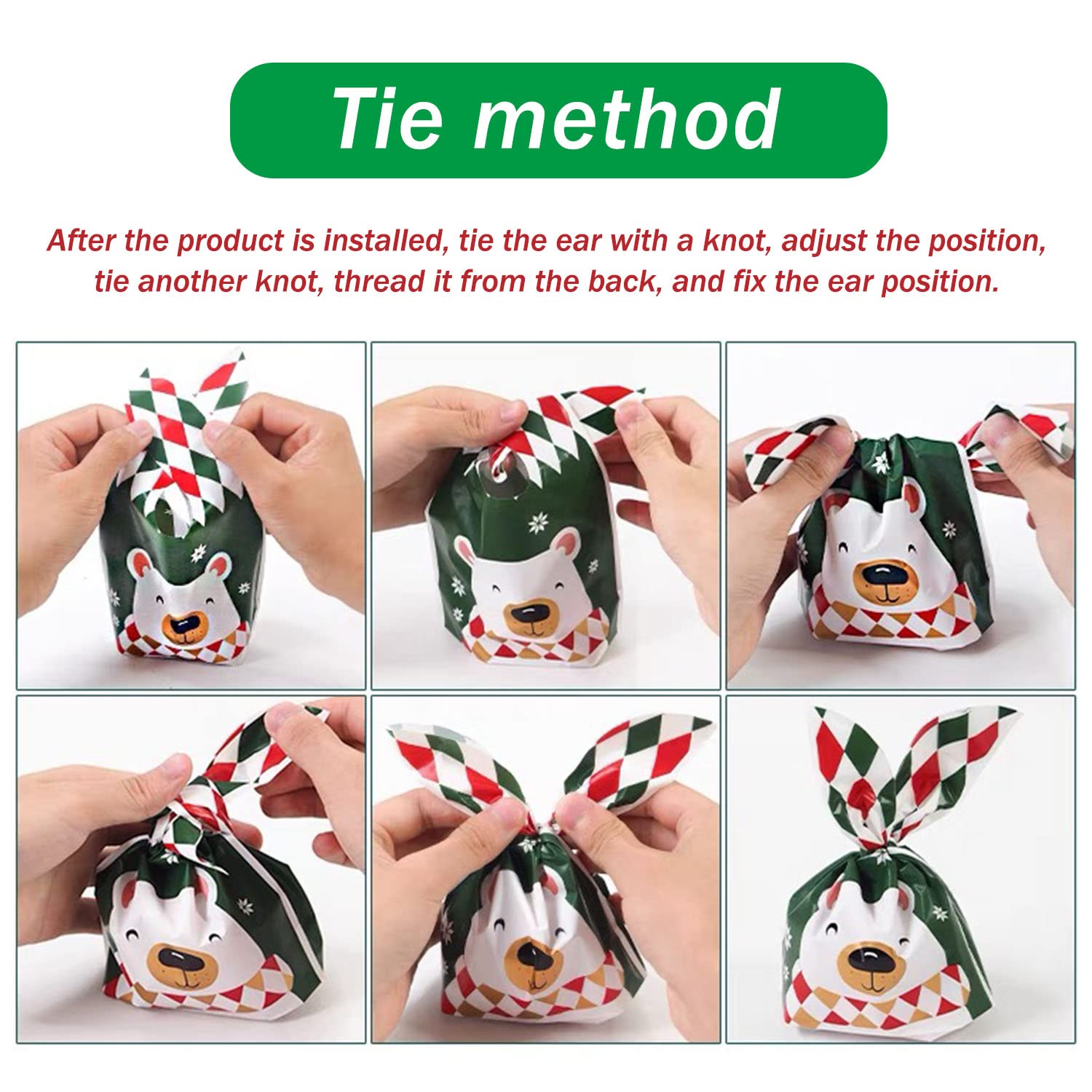 60 Pezzi Sacchetti Regalo di Natale,6 Design Sacchetti da Regalo, Sacchetti di Caramelle Con Orecchie da Coniglio, Sacchetti di Biscotti Di Natale, Sacchetti Per Feste