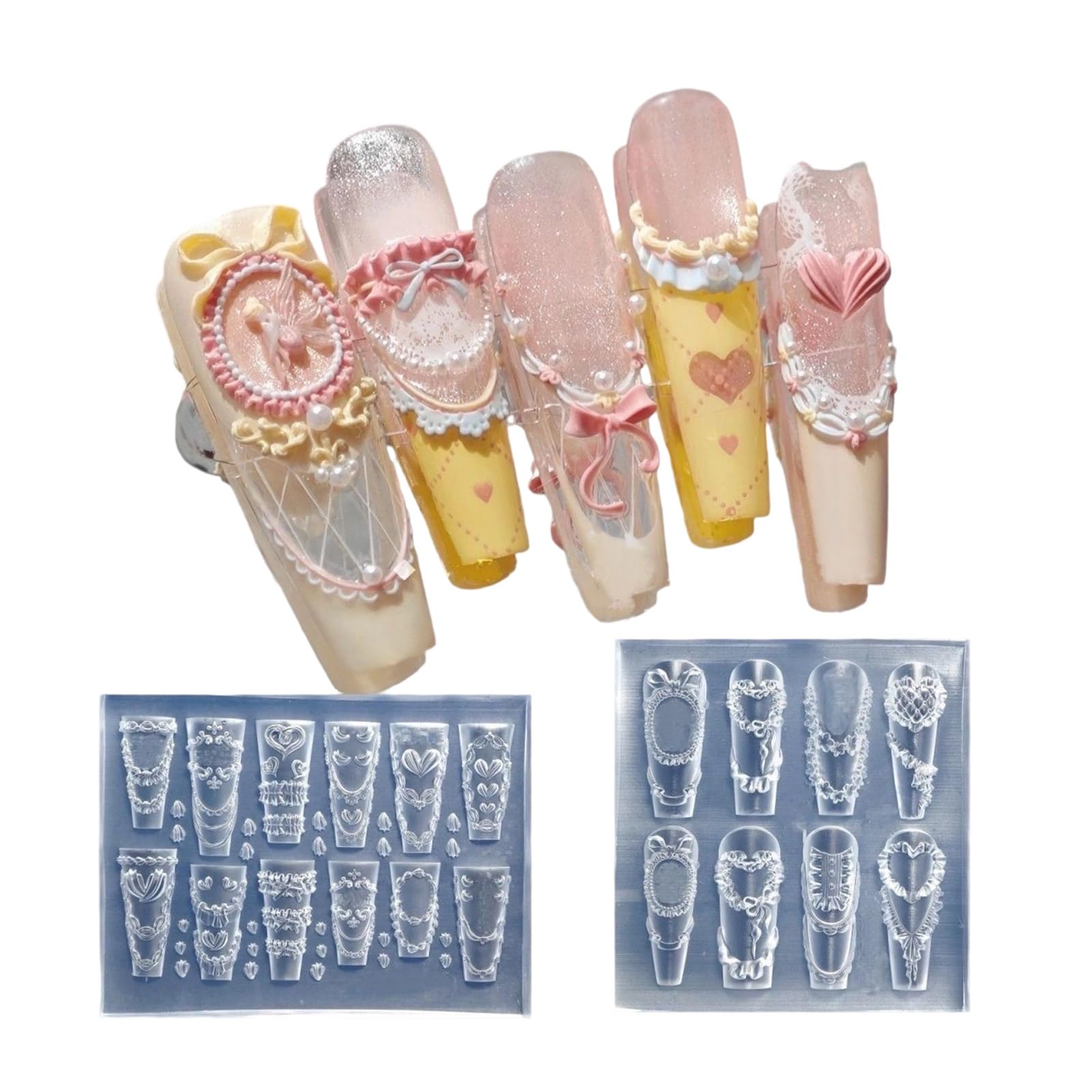 Moules à ongles en silicone accessoire nail art dentelle crème pour gel uv