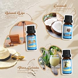SALKING Surf & Sand Fragrance Oils, Premium Essential Oil for Diffuser, Scented Oil Gift Set for Soap Candle Making - Ocean Breeze, Salty Sea, Pink Sand, Coconut, Island Life, Pina Colada