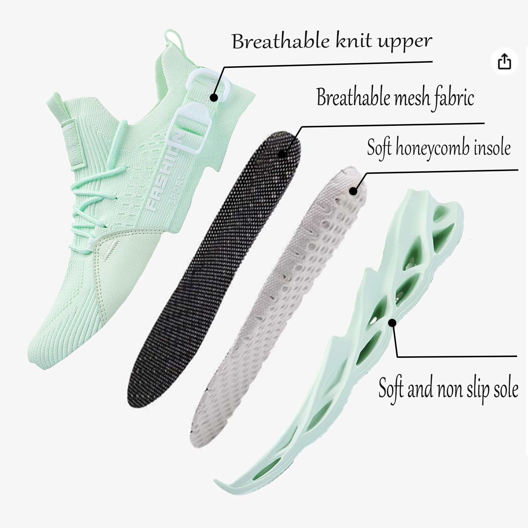 Uomo Donna Running Scarpe da Ginnastica Leggere Traspirante Casual Sportive Mesh Comode Fitness Jogging Sneakers Multicolore EU 36-46