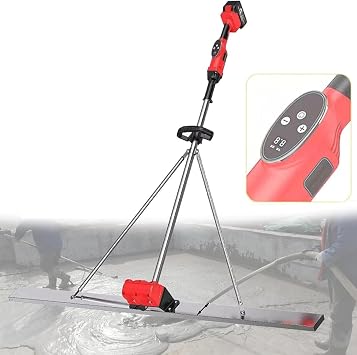 Electric Concrete Vibrating Machine, Power Concrete Screed Vibratory Kit, Commercial Power Screed Concrete Finishing Tool with Float Finisher Set,1battery-1.8M