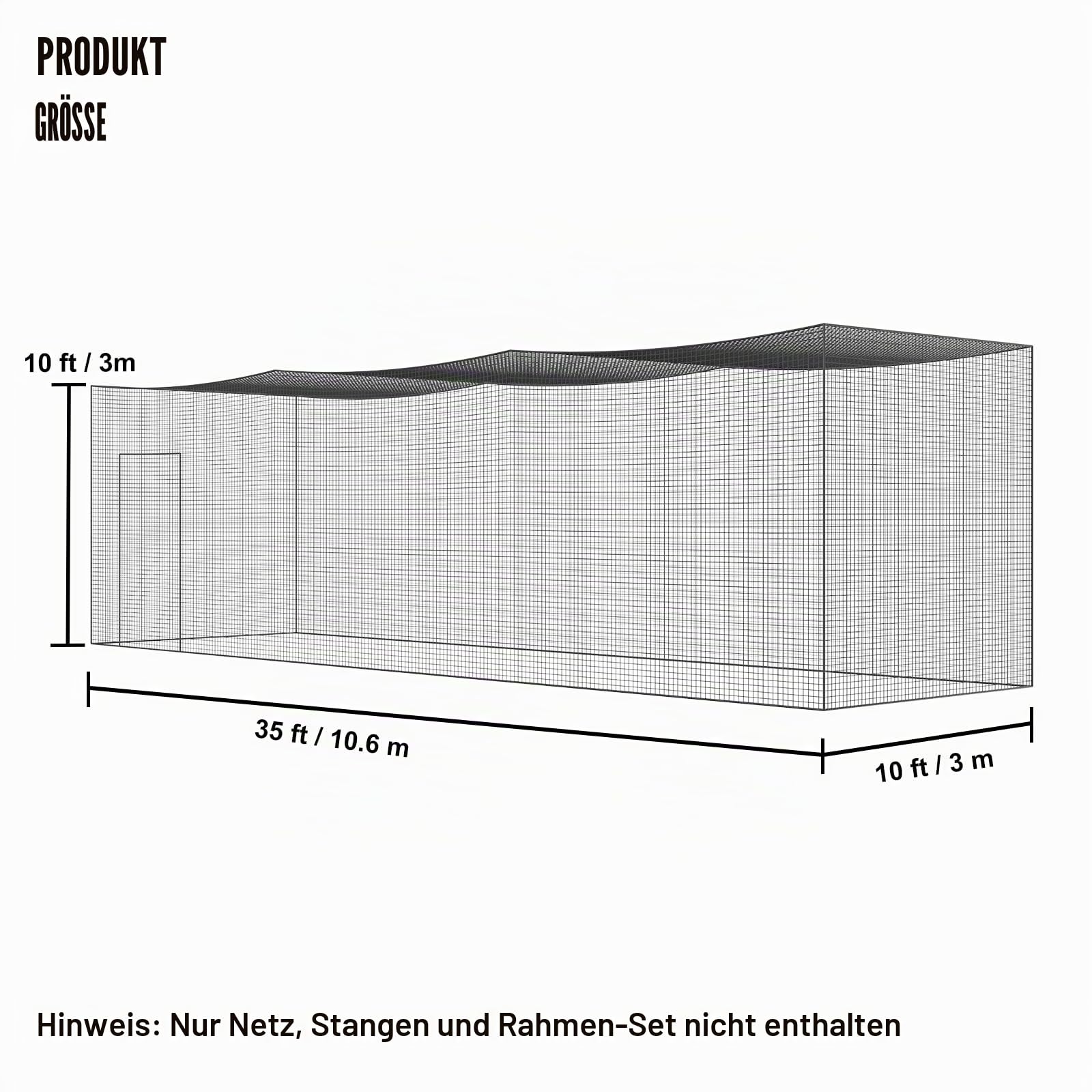 VEVOR Baseball-Schlagkäfig-Netz für Zuhause oder Hinterhof 35 Fuß, Baseballkäfig zum Schlagen und Aufstellen, Baseballnetz, Schlagkäfig, für Kinder oder Erwachsene Schwarz (nur Netz)