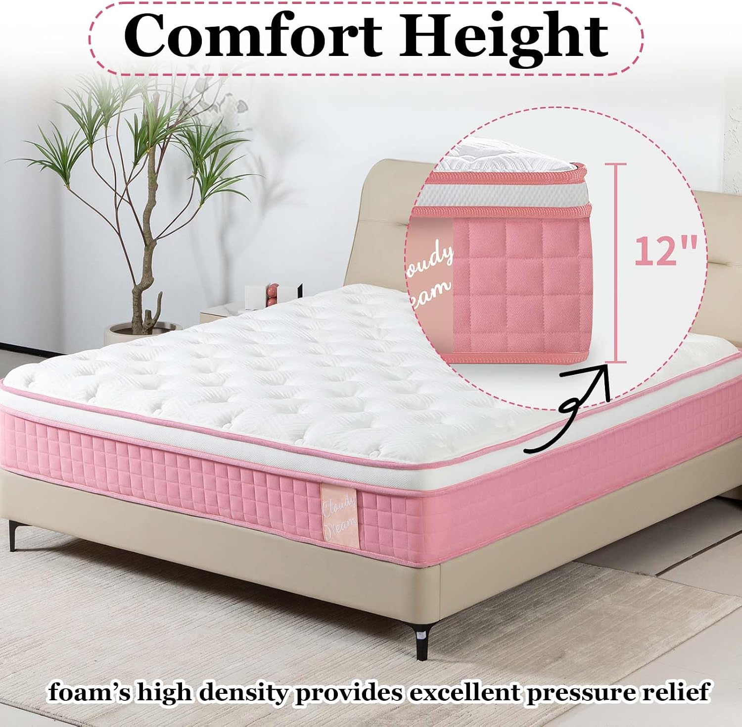 King Mattress, King Size Mattress in a Box, Modern New Diamond Innerspring Hybrid and Cooling Gel Memory Foam Mattresses, Pressure Relief & Motion Isolation, RV Medium Firm Matress (King)