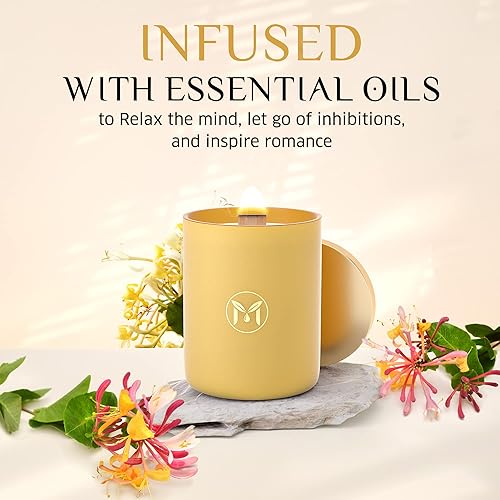 Miniatura 2 de MyrrhUSA - Vela perfumada de madreselva  Cera de soja natural de 15 onzas con mecha de madera agrietada y aceites esenciales  80 horas de combustión