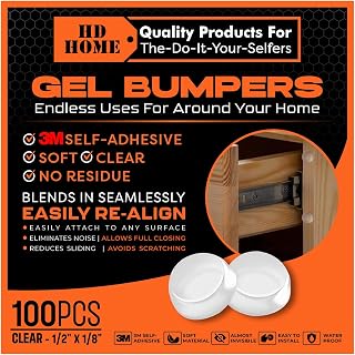 100 Pack 3M Self-Adhesive Clear Soft Gel Bumpers | Noise Reduction, Scratch Prevention, No Residue | 1/2” Protective Pads for Cabinet, Cupboard, Drawer, Door, and Furniture