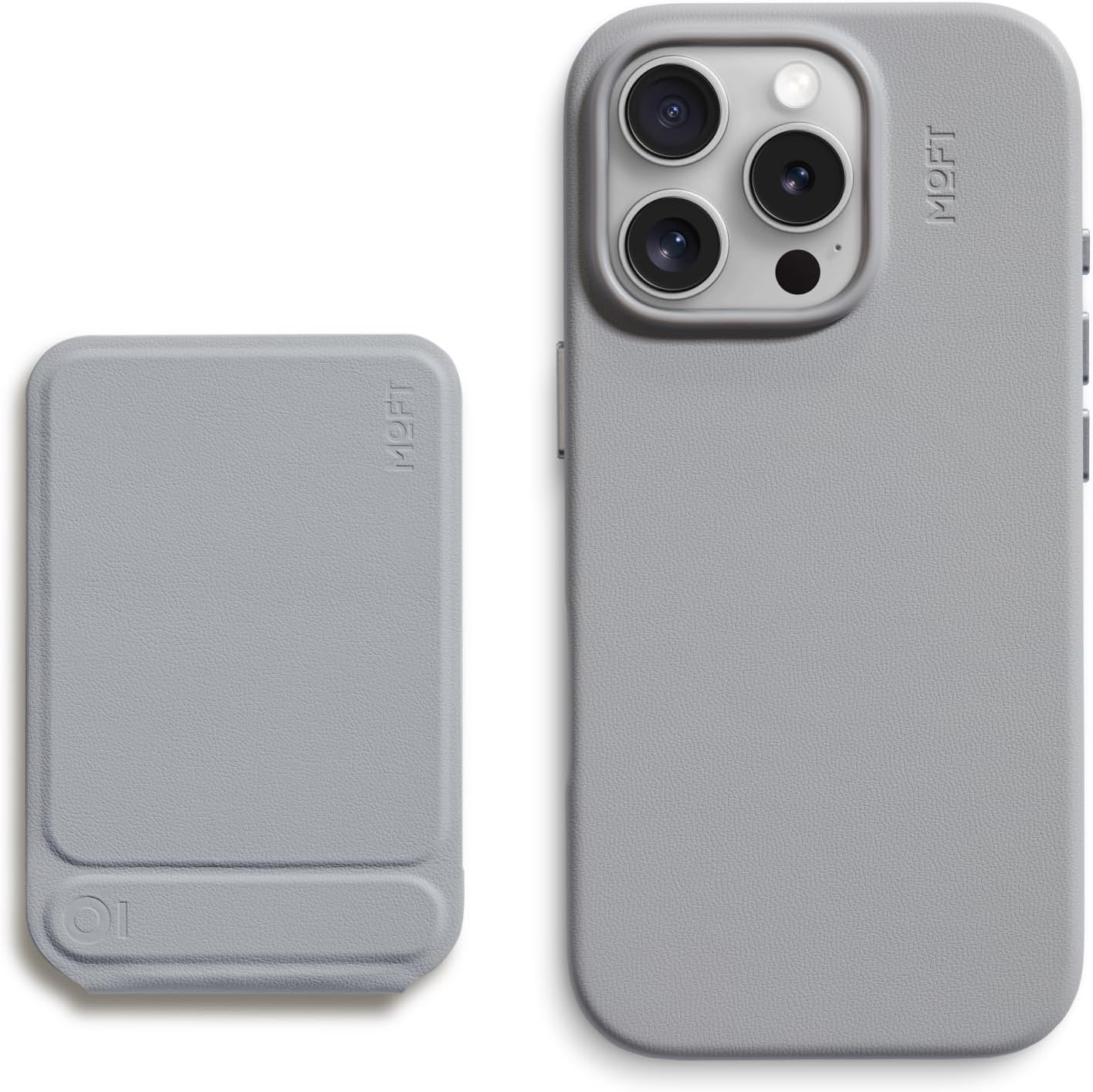 MOFT Phone Tripod Stand Cement & Snap Case MOVAS™ Vegan Leather for iPhone 16Pro, Cemen