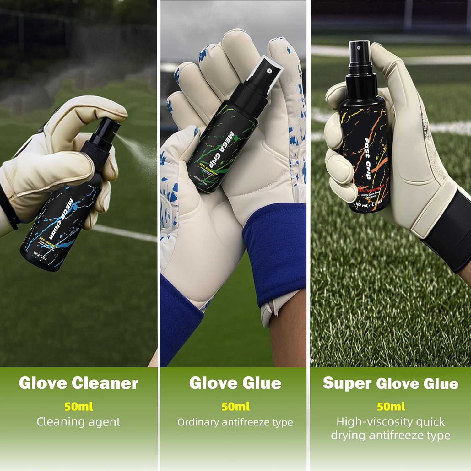 Goalkeeper Glove Spray Bundle, Contains MSDS Certified 30ml Goalkeeper Grip Spray + 30ml Goalkeeper Glove Wash & Prepare Spray