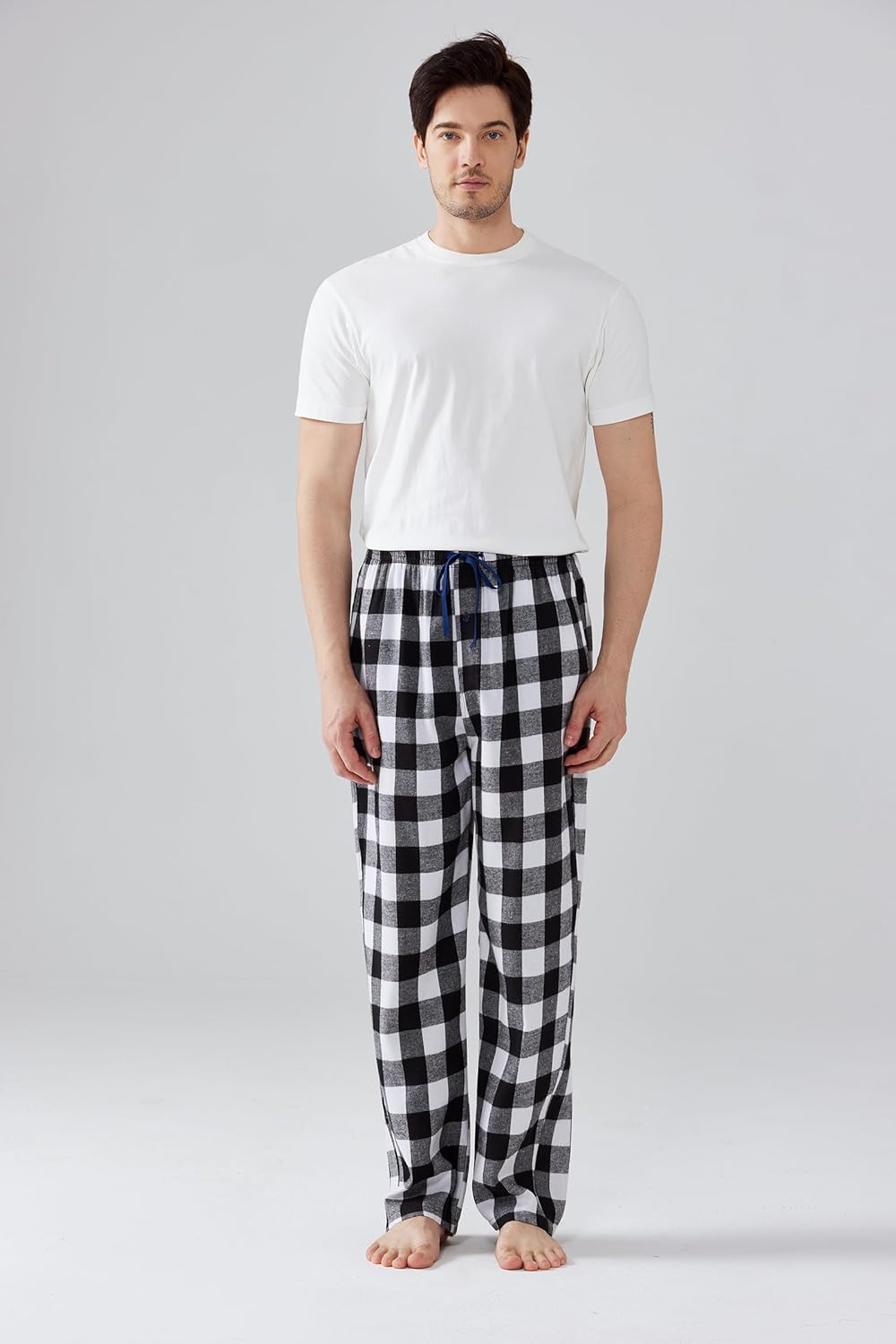 Mens Pajama Pants Flannel Cotton Plaid Sleep & Lounge Pants, PJ Bottoms with Pockets and Button Fly - Image 4