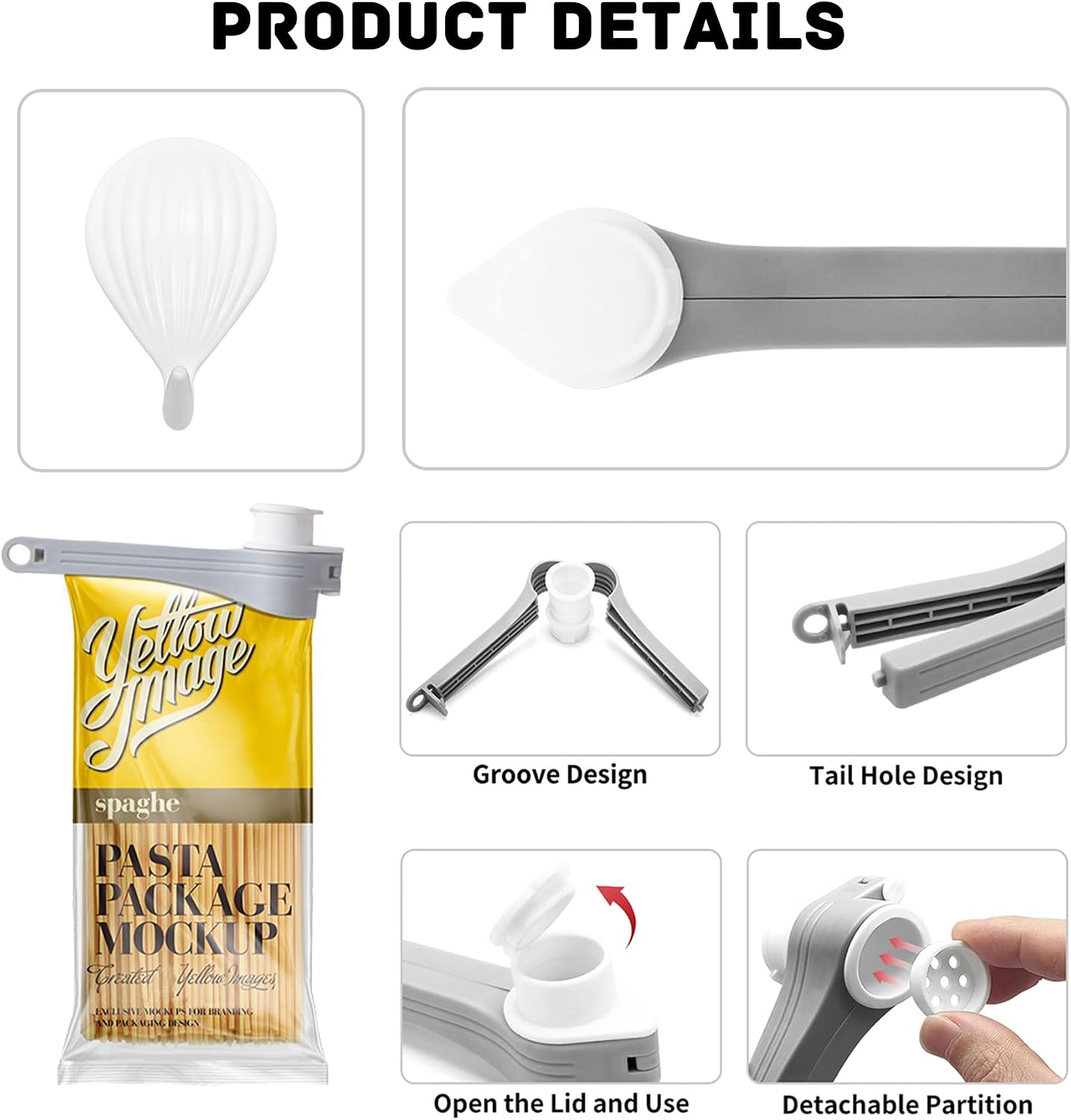 4pcs Bag Spout Clip +4pcs Adhesive Hooks image 2