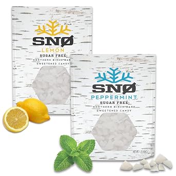 SN Peppermint & Lemon Xylitol Candy Chips - SN 1LB Bag x 2 - Sugar-Free Candy With Only 2 Ingredients | Pure Birch Xylitol | Low Carbs, Diabetic-Friendly, Non-GMO, Vegan, GF & Kosher