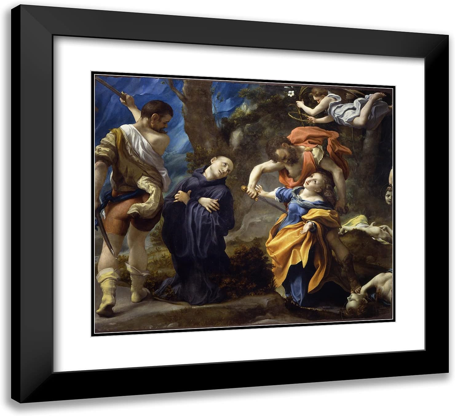 ArtDirect Correggio 22x20 Gold Ornate Framed Art Print with Double Matting Titled: Mystic Marriage of Saint Catherine
