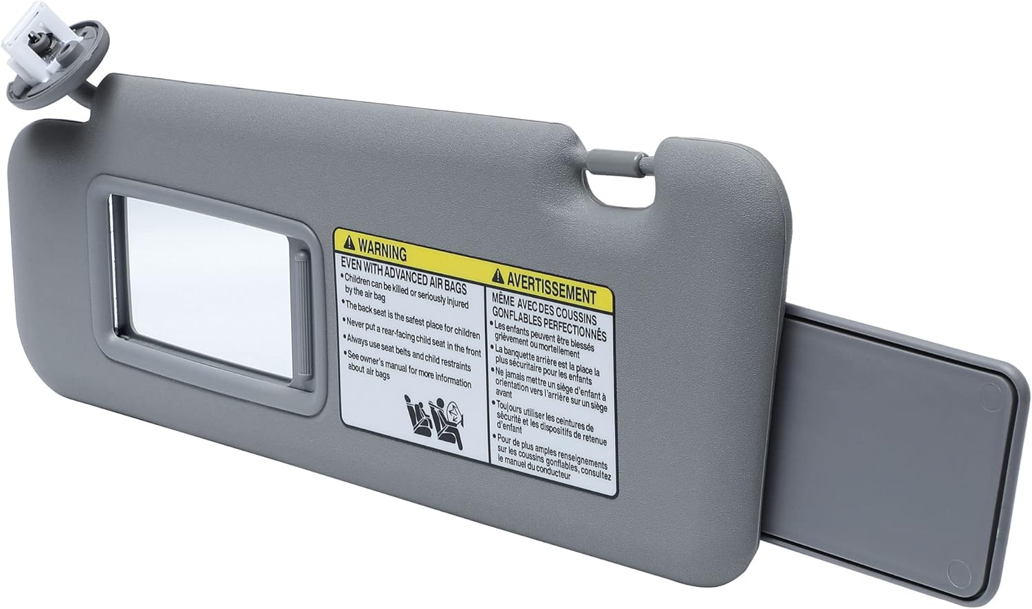 Left Driver Side Sun Visor with W/Vanity Light Compatible with Toyota Highlander 2008-2013 Replaces # 74320-48500-B0 (Gray)