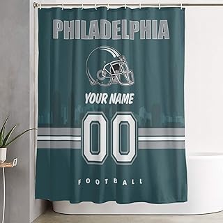 Philadelphia Shower Curtain,Custom Football Style Shower Curtains with Name and Number Personalized Waterproof Shower Curtain Liners for Men Women Fans Bathroom,72x72in/60x72in - Buy now