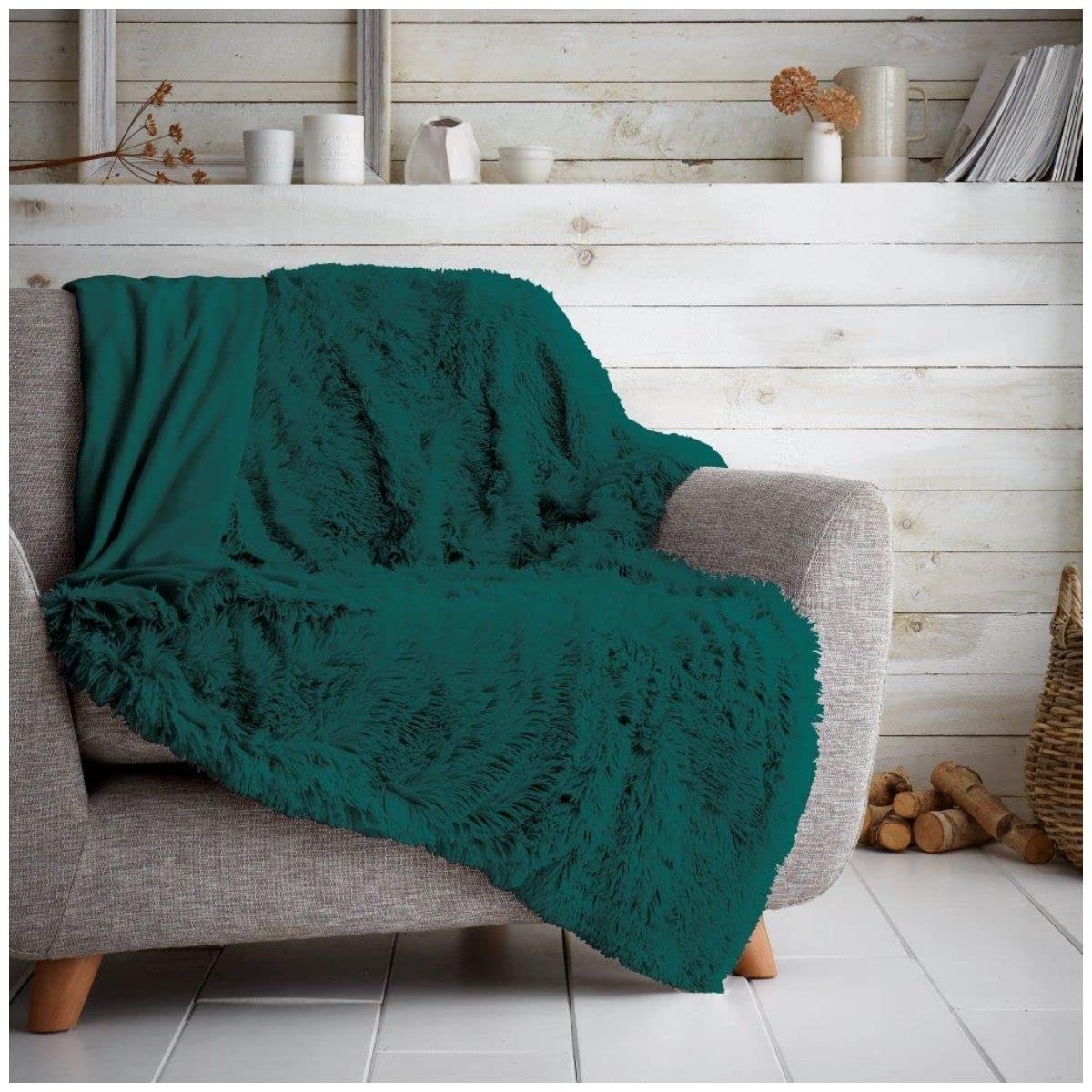 Gc Gaveno Cavailia Green - Blanket Super Soft Hugg And Snugg Teddy Fleece Sofa Bed Blanket, Easy Care Fluffy Cosy Warm Settee Throw, Green, 150X200 Cm,662822