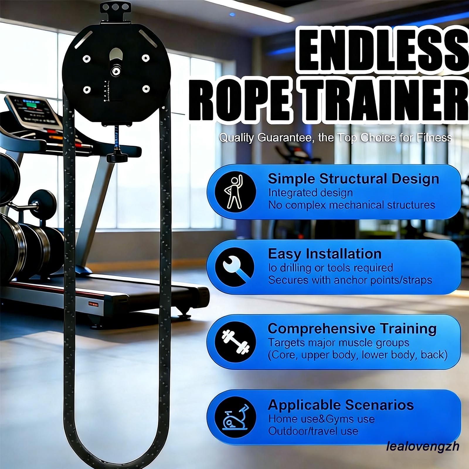 Entrenador De Cuerda Sin Fin | Siste-ma De Poleas De Cable PortáTil Con Resistencia Ajustable | MáQuina De Cuerda Para Escalar, Equipo De Gimnasio En Casa Para Ejercicios De Agarre, Brazos