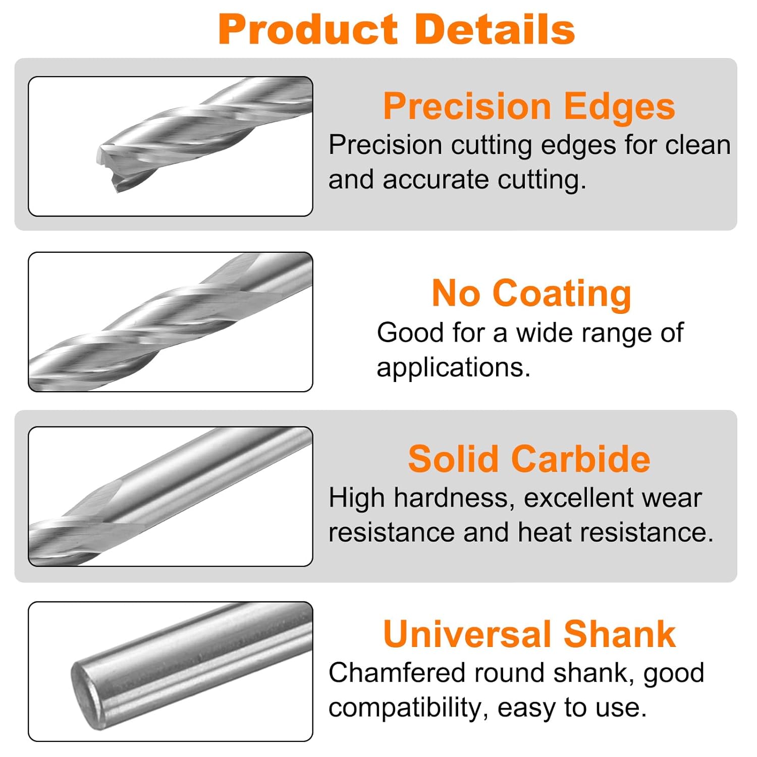 HARFINGTON Spiral Router Bit 1/4" Cut Dia 1/4" Shank Up Cut Solid Carbide 3 Flutes CNC End Mill Milling Bits for Wood Plastic Soft Metal (1" Cut Length 4" Long)
