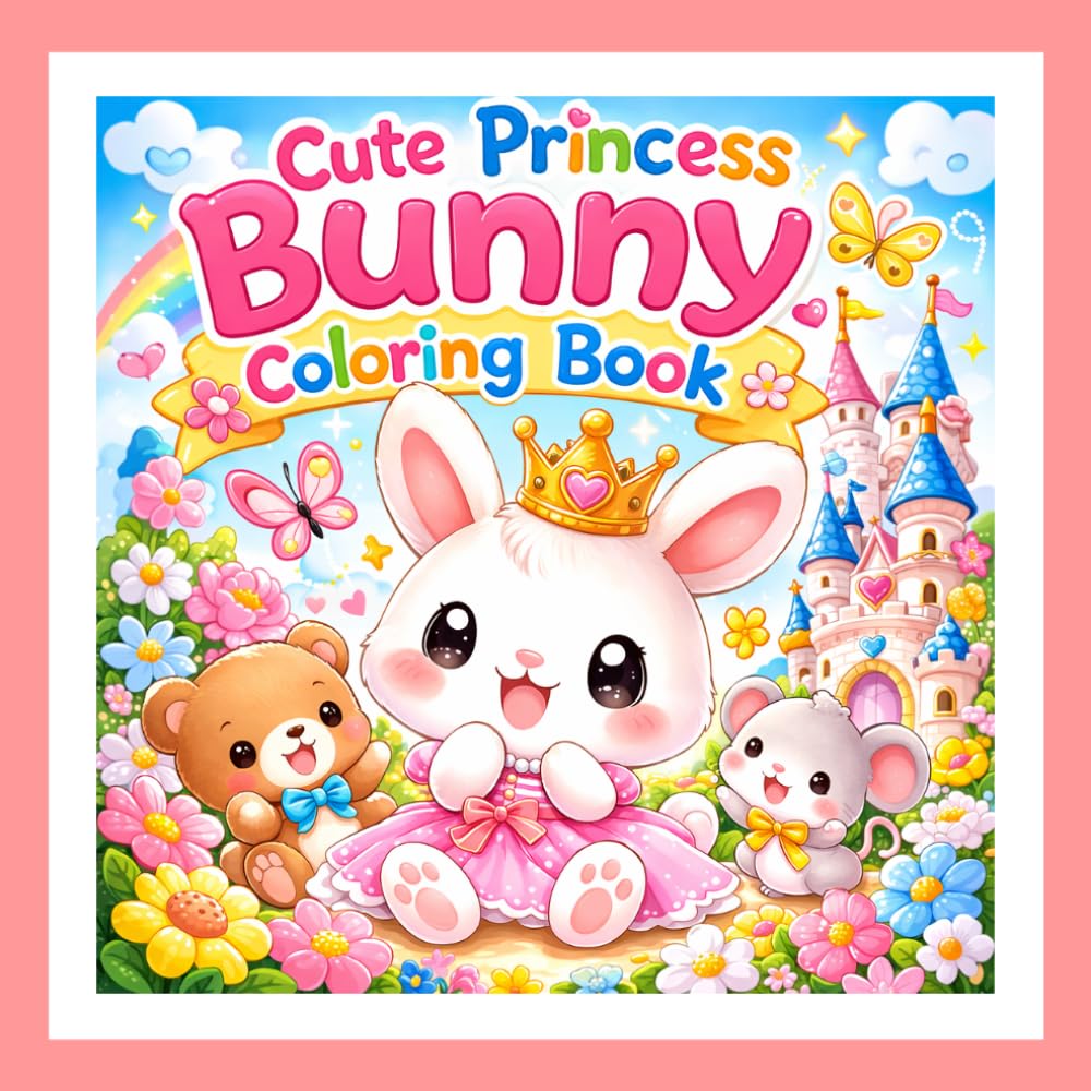 Cute Princess Bunny Coloring Book: 40 Cute Princess Bunny Coloring Pages for Kids Ages 5-10
