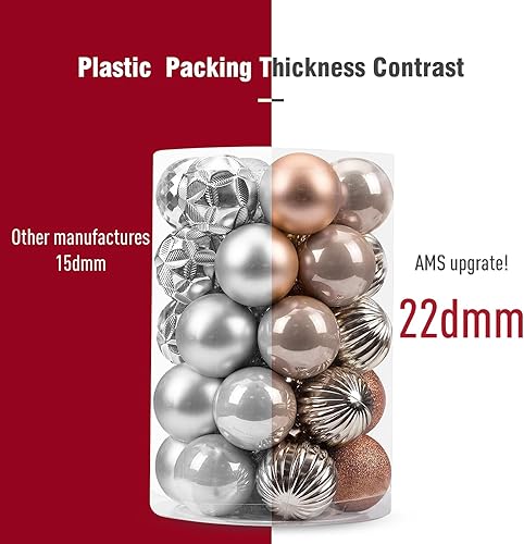 Miniatura 17 de AMS 2.36''/60mm 34ct Christmas Ball Large Ornaments Party Decorations Shatterproof Festival Pendant Hangings for Xmas Tree Decor (60mm, Purple)