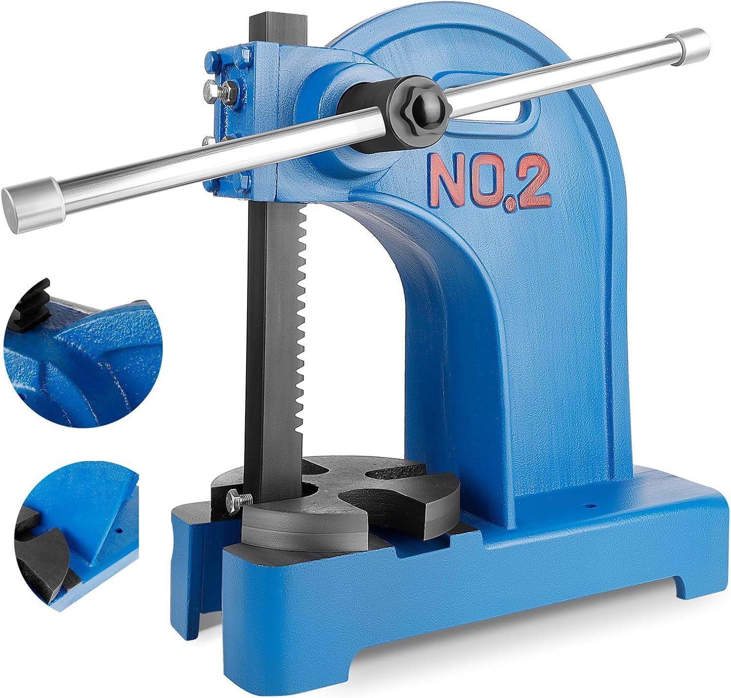 Arbor Press 2 Ton, Ratchet Leverage Press with Handwheel, 8.5"Maximum Height, Manual Desktop Punch Press for Stamping, Bending, Stretching, Forming (Blue)