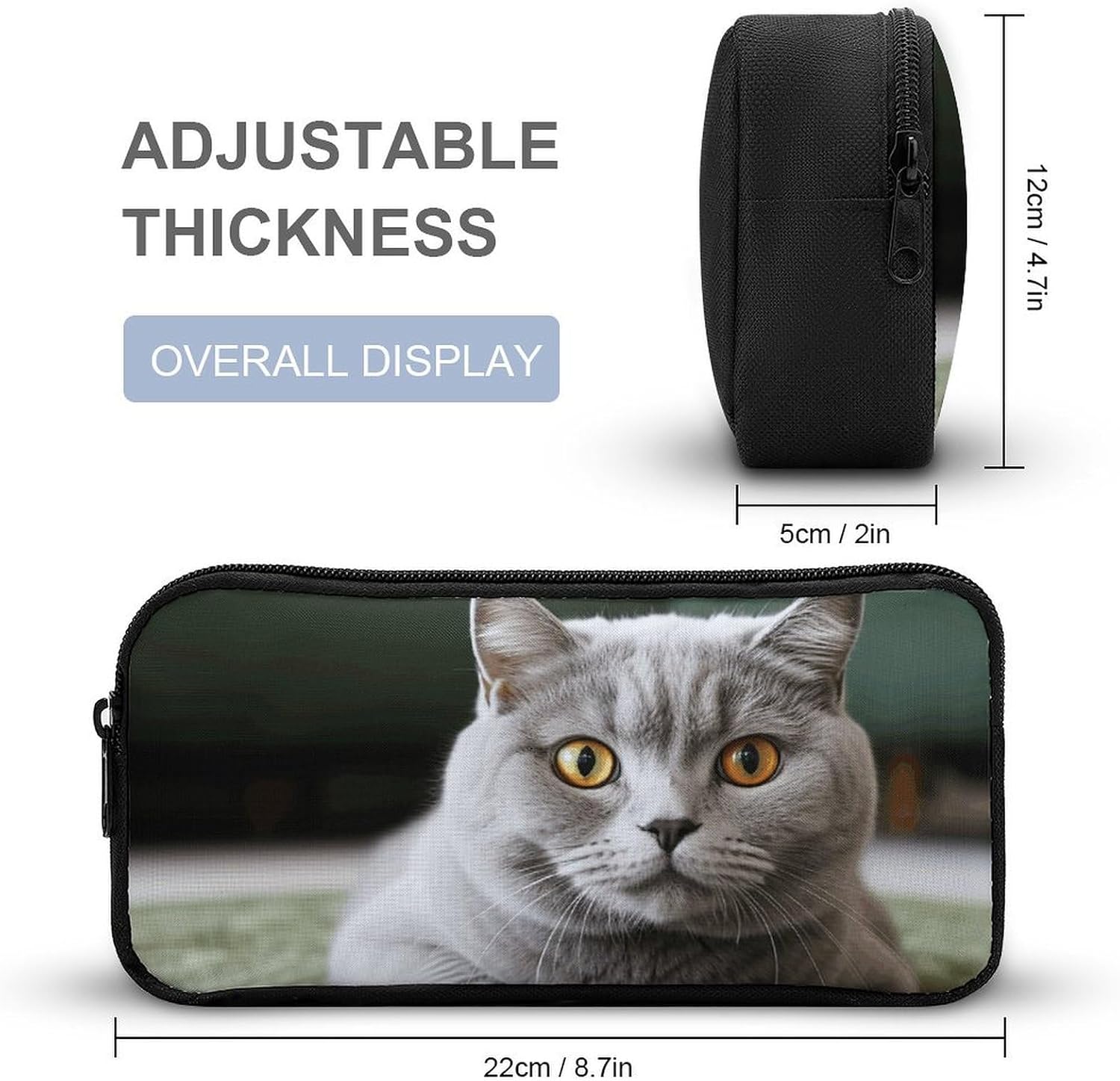 Lightweight Cat Carpet Pencil Pouch with Metal Zipper image 2