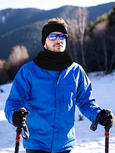 Miniatura 7 de SATINIOR 6 Pieces Ear Warmer Headband Warmer Face Mask Fleece Neck Gaiter Touch Screen Winter Knit Gloves for Men and Women