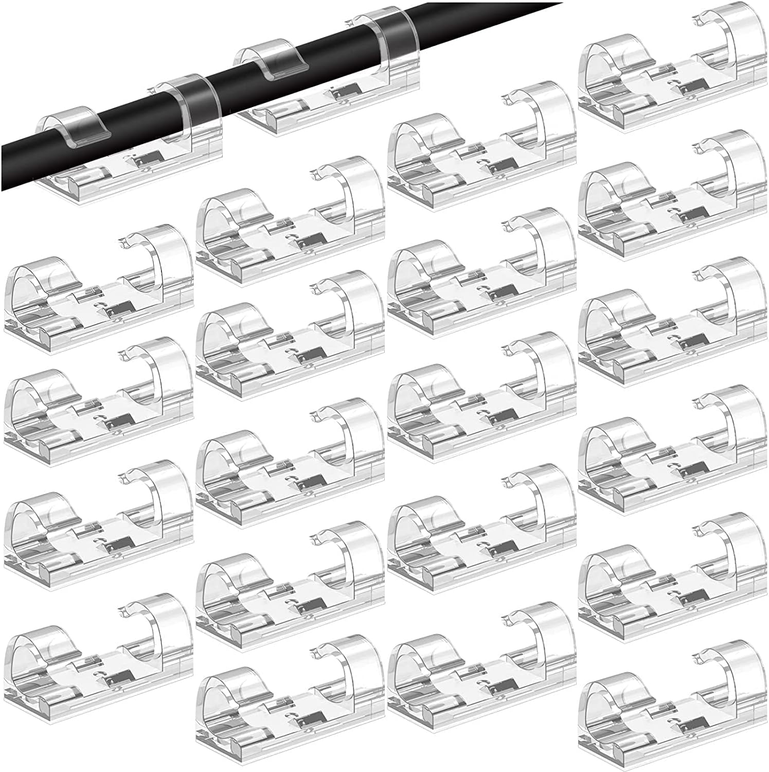 40pcs Self Adhesive Cable Management Clips, Cable Organizers Sticky Wire Clips Cord Holder for TV PC Laptop Ethernet Cable Desktop Home Office