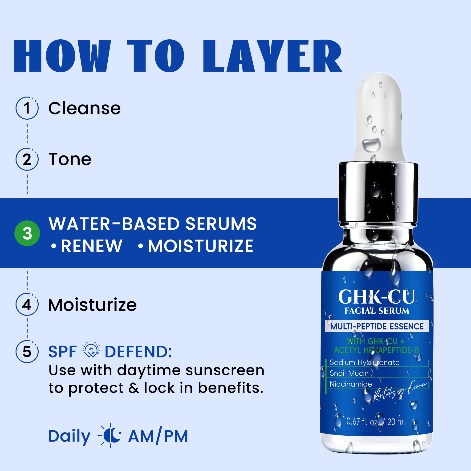 GHK-Cu Copper Peptide Face Serum with Niacinamide, Fragrance-Free
