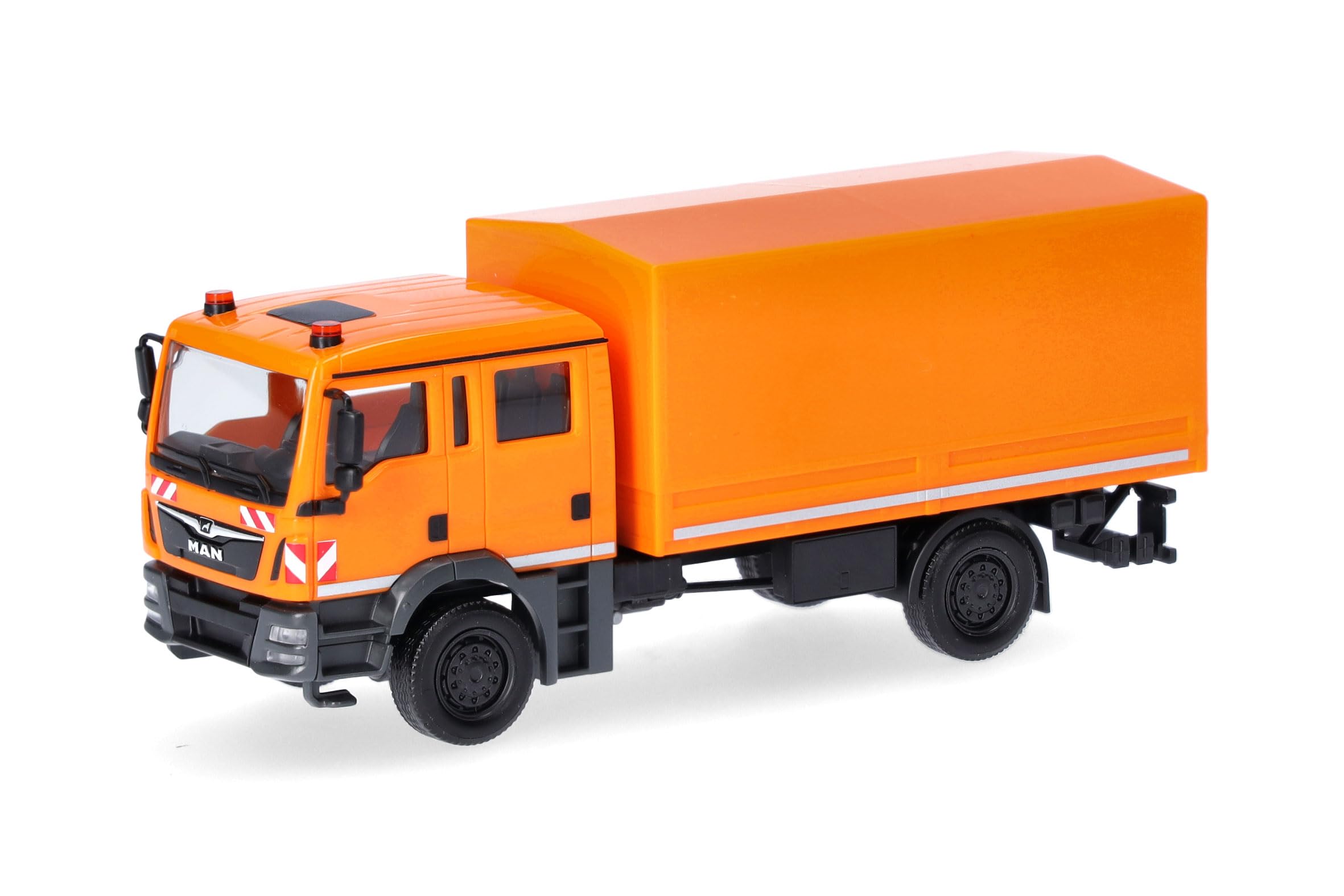 Herpa Truck Model MAN TGM MzKW (multi-purpose vehicle), municipal orange, miniature at 1:87 scale, collector's item, made in Germany, plastic