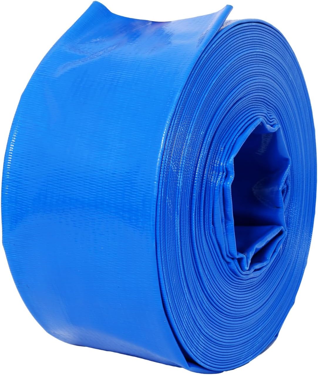 Pool Backwash Hose, Blue Heavy Duty Reinforced PVC Lay Flat Water Discharge Hose for Swimming Pool Filter Pump, with 2 Clamp (4" x 100 FT)