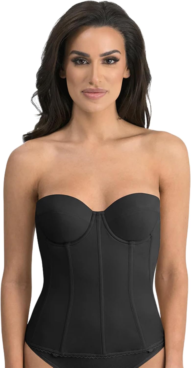 Dominique Women’s Brianna Longline Strapless Bra #8980 – Low Back Bridal Corset with Removable Garters - Lingerie for Women
