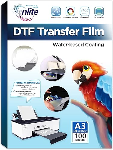 Enlite Película de transferencia DTF tamaño A3 11.7 x 16.5 pulgadas, 100 hojas, papel DTF con revestimiento a base de agua de un solo lado para