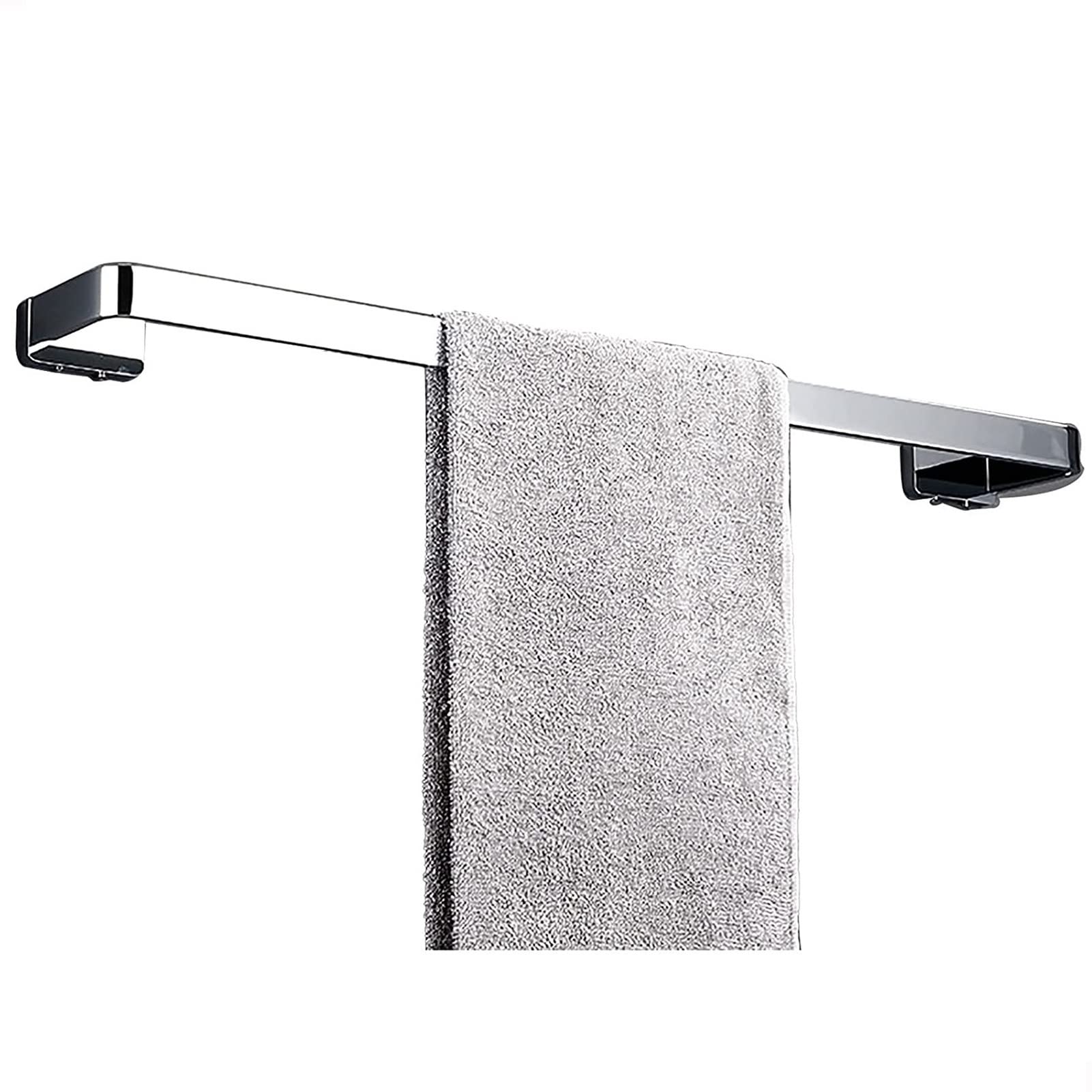 Porte-serviettes brillant argenté de 50 cm avec fixation murale robuste