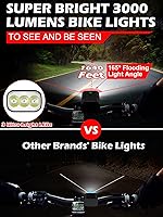 Vista 2 de Luces de bicicleta delanteras y traseras, juego de luces LED recargables para bicicleta de noche, 5+5 modos de iluminación, IPX5 impermeable, USB