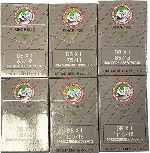 Miniatura 6 de 60 agujas industriales de órganos DBX1 en varios tamaños 9, 11, 13, 14, 16, 18 agujas para máquina de coser de órganos japoneses compatibles