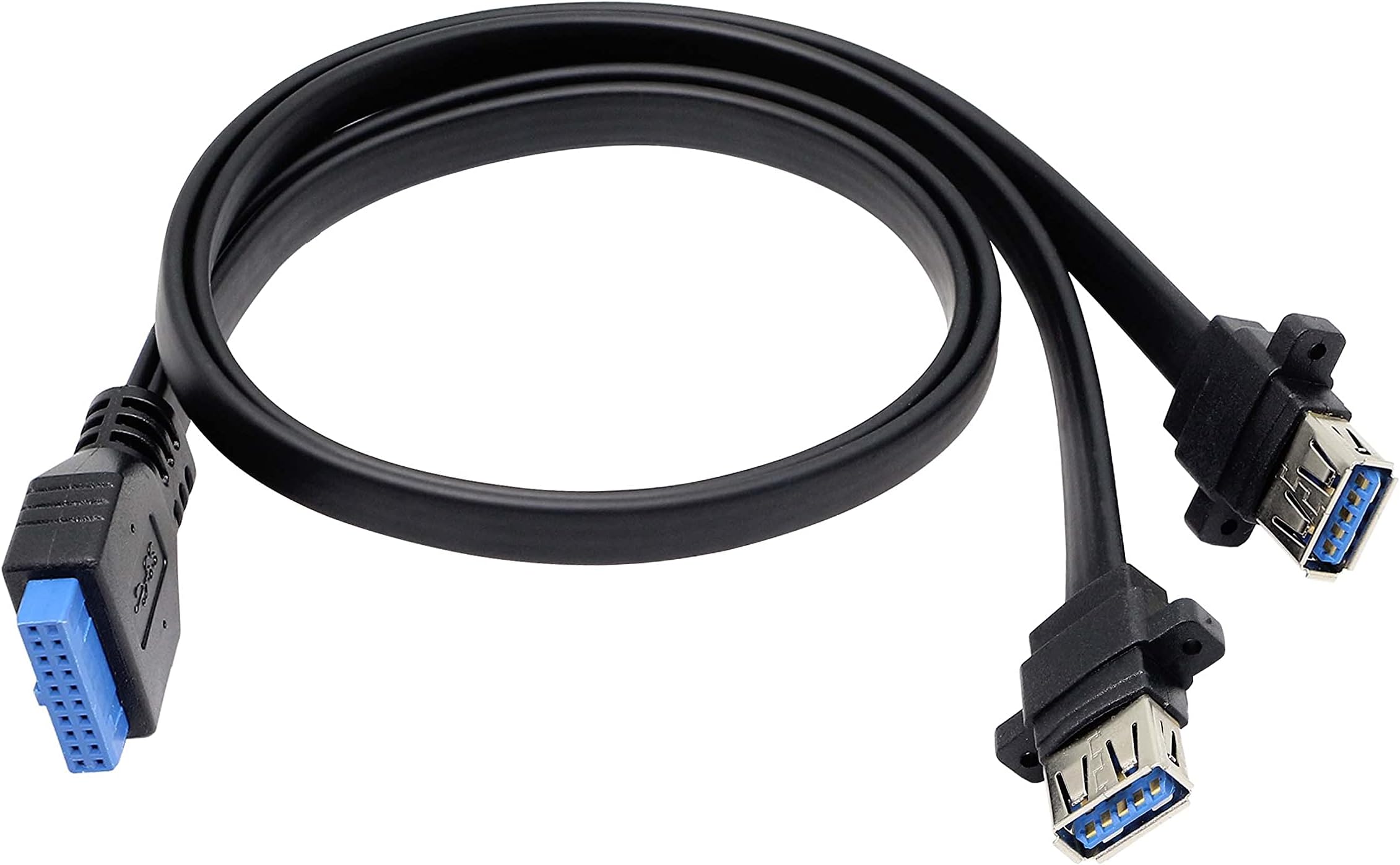 XMSJSIYUSB 3.0 Faceplate Cable Motherboard 19/20 Pin Cable to USB Female Splitter Adapter Extension Plug (50cm)