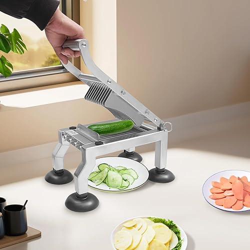 Miniatura 3 de Picador de frutas de verduras, cortador manual de 0.394 in de grosor, herramienta de corte de acero inoxidable con 4 ventosas para restaurantes,