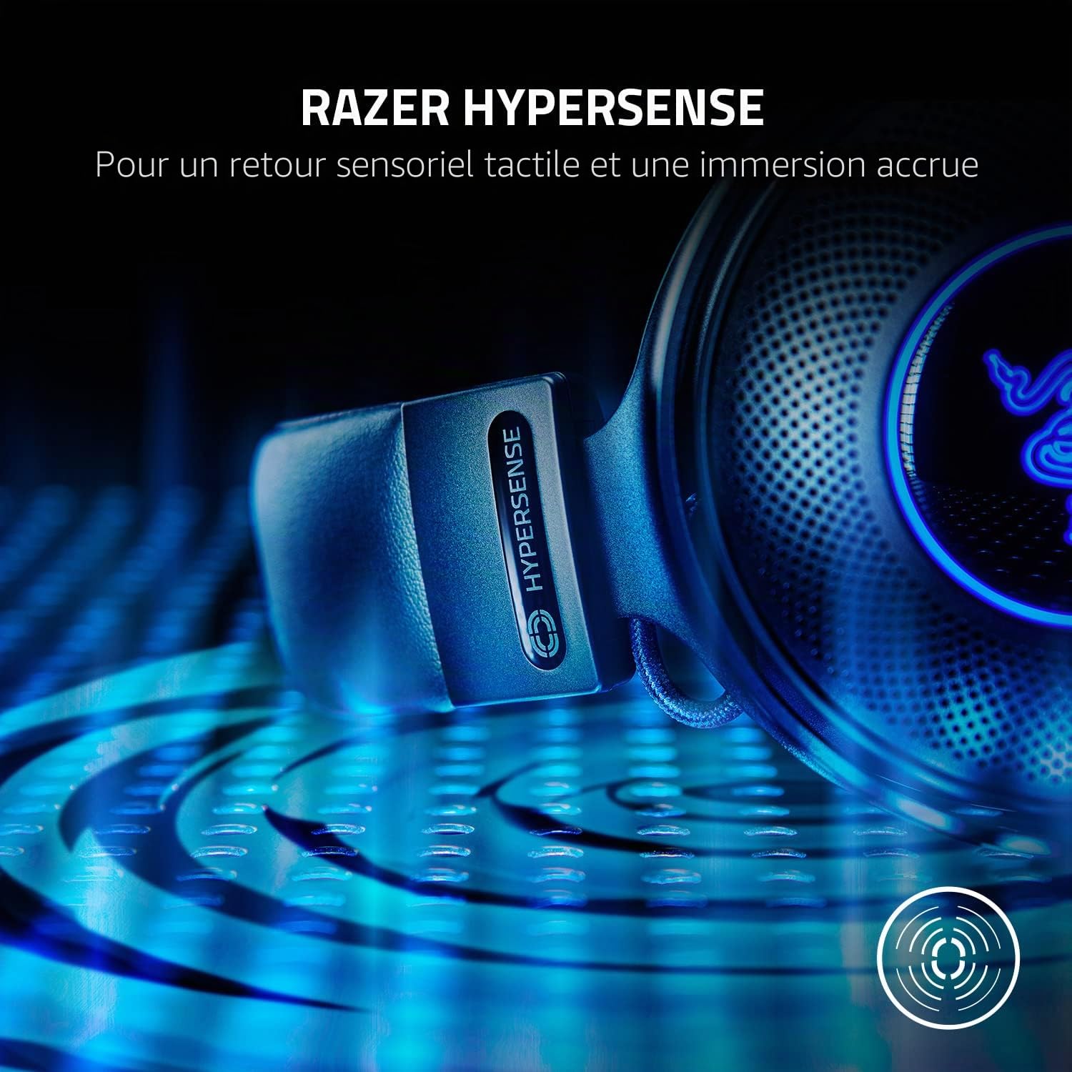 Razer Kraken V3 HyperSense Casque de Jeu USB avec Technologie Tactile : Driver Triforce Titanium 50 mm, Tissu Hybride et Coussin en Mousse à mémoire de Forme en Cuir synthétique, Microphone Amovible