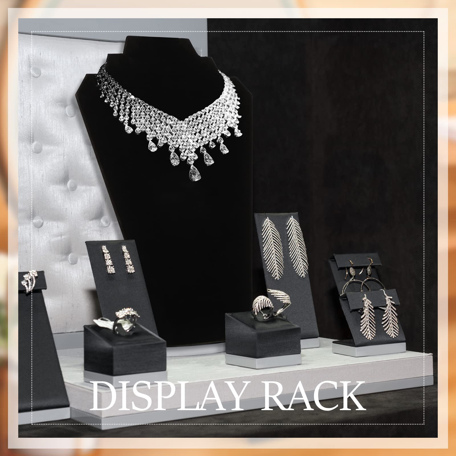 Kigeli 24 Pcs Black Velvet Necklace Display 12.4 Inch Jewelry Display Stand for Selling Tall Necklace Bust Stand Collapsible Jewelry Holder for Store Showcase Organizer Ornament