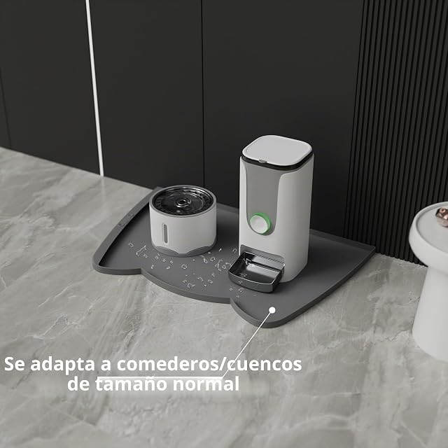 Foto 5 de 8 de OHMO Alfombrillas Impermeables para Comederos de Perros y Gatos con Bolsillo para Residuos(Gris Oscuro
