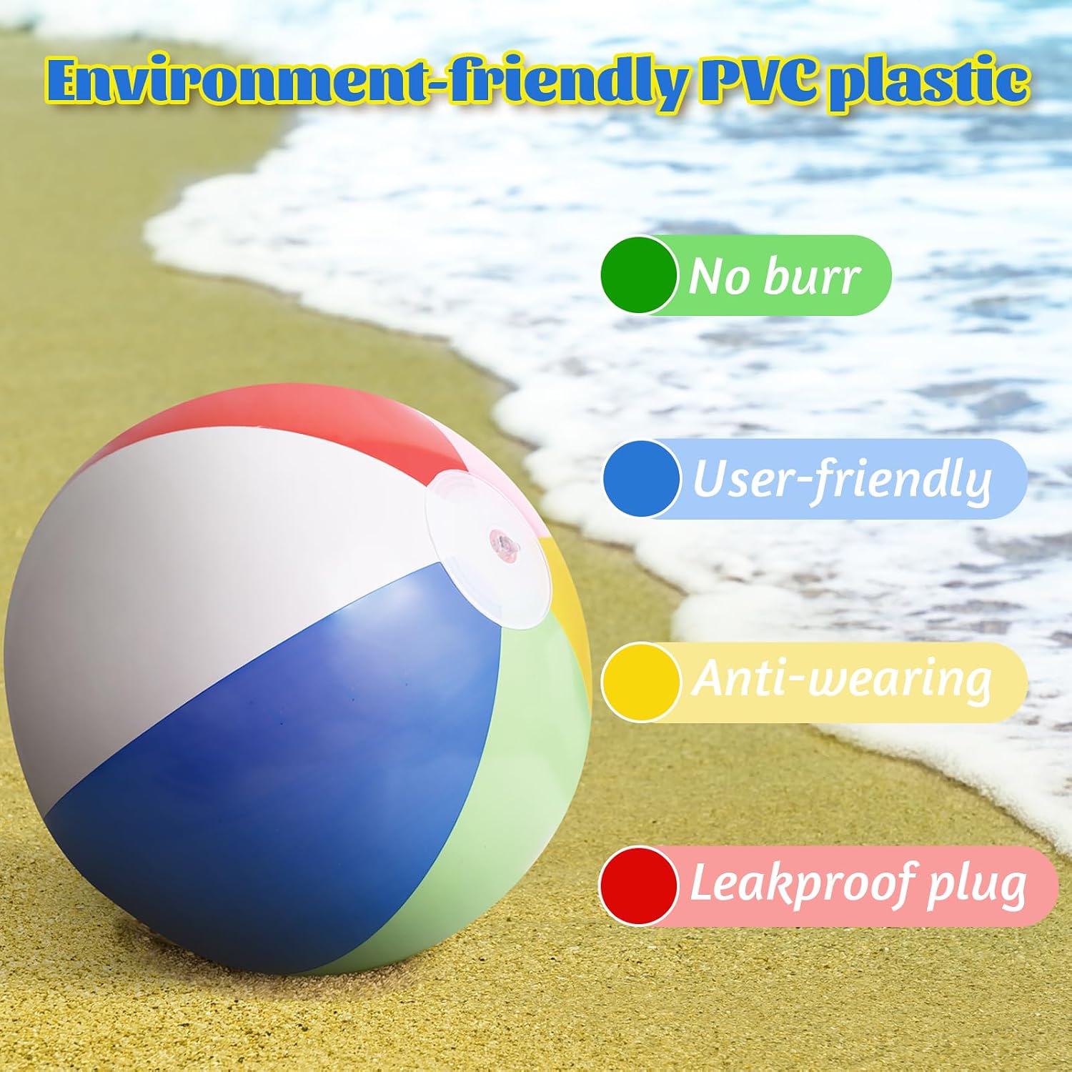 5 Packs 24" Inflatable Large Beach Balls Rainbow Color Pool Ball Pool Toys Pool Balls for Swimming Pool Beach Ball Party Favor Beachball Balloons for Kids&Adults