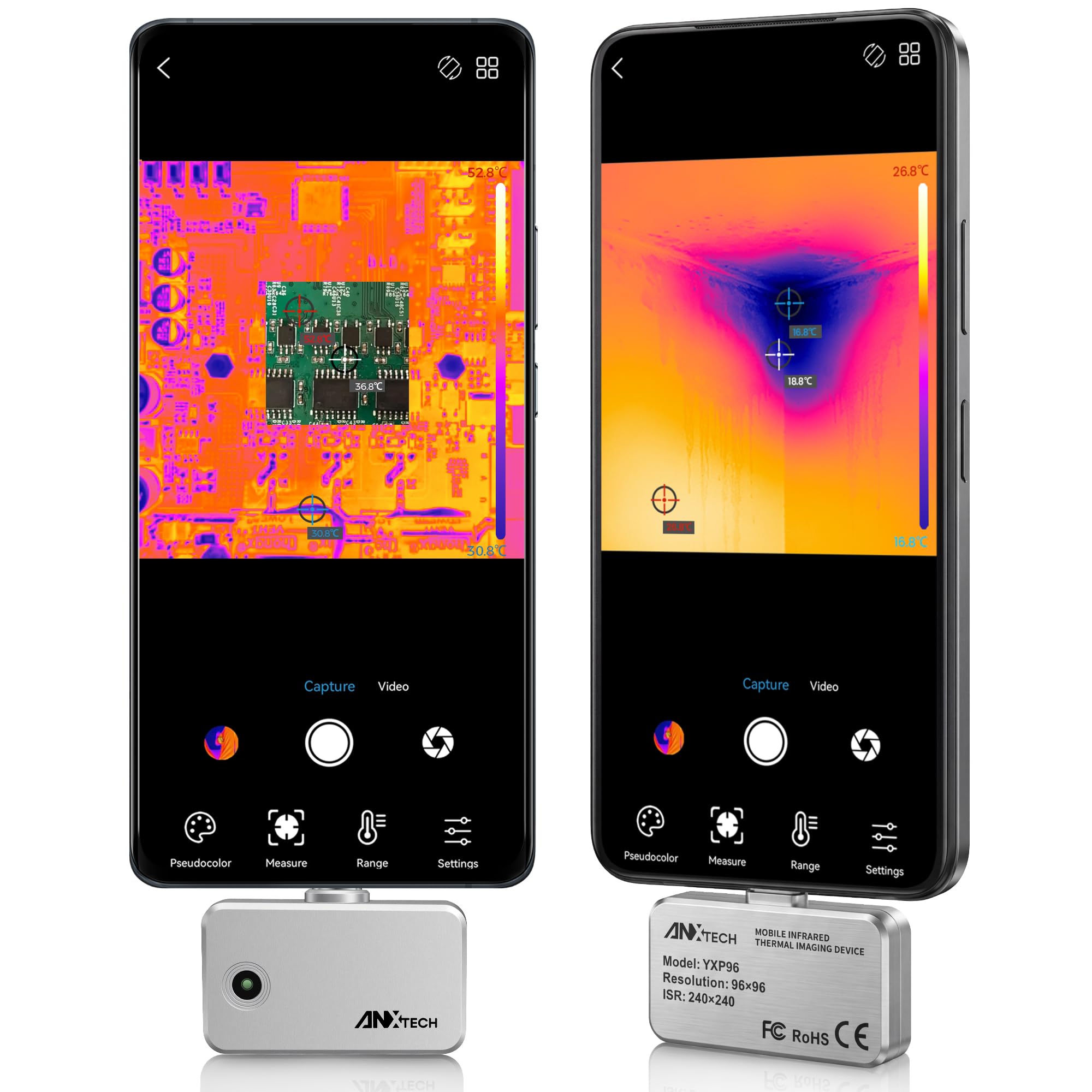 USB-C Thermal Imaging Camera for Android, Plug-and-Play Infrared Imager, ISR 240×240 & 25Hz Smooth Scan, -4°F to 1022°F, Pocket-Sized Tool for Water