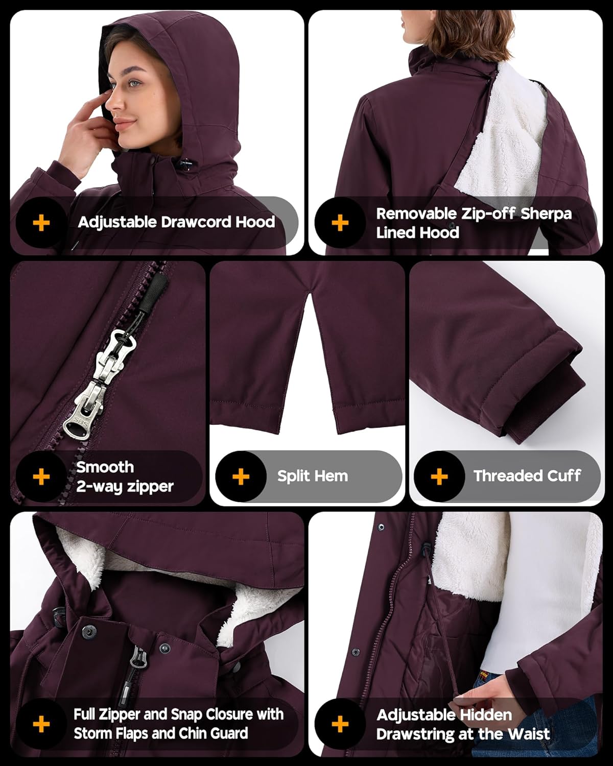 Outdoor Ventures Women's Waterproof Fleece Lined Winter Coat Parka Removable Hood Warm Long Insulated Thicken Puffer Jacket - Image 5