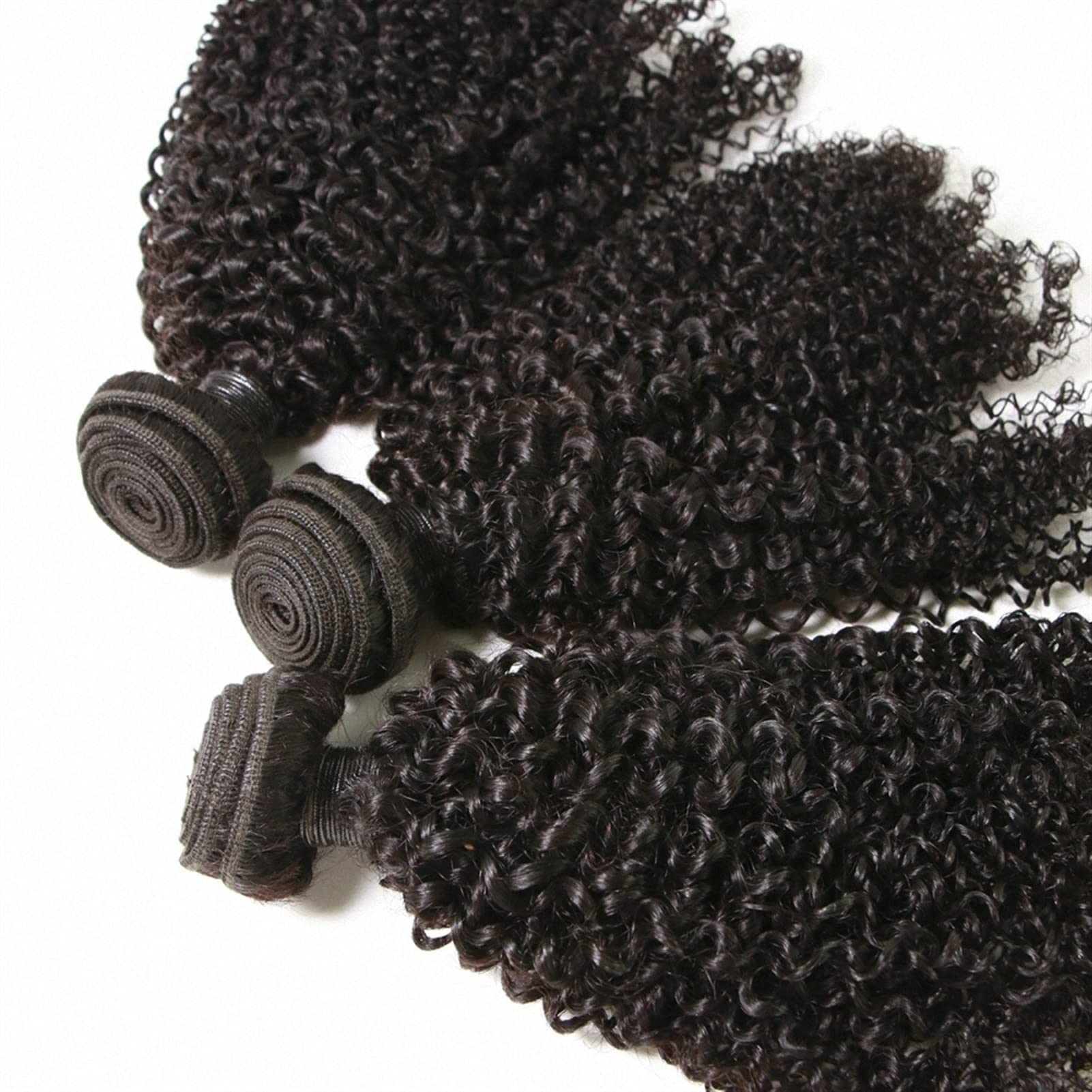 TOMYEUS Human Hair Bundles 20-80 cm, wiązka głębokich fal, z zamknięciem koronkowym, brazylijskie, kręcone, ludzkie włosy, fala wodna, 3 wiązki 10 cm x 10 cm, splot, 130% gęstości