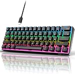 RK ROYAL KLUDGE RK61 Wired 60% Mechanical Gaming Keyboard Programmable QMK/VIA RGB Backlit 61 Keys Ultra-Compact Hot Swappable Red Switch White