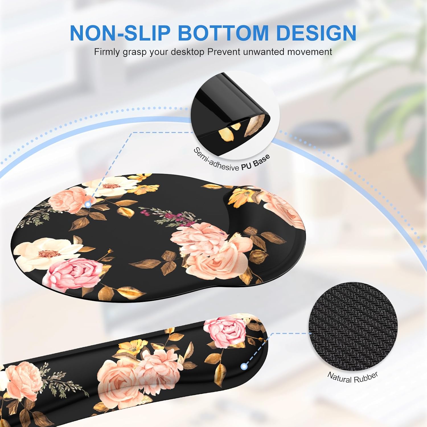 iCasso Desk Mat, Gaming Mouse Pad Wrist Support Set,4in1 XXL Large Mousepad + Keyboard Wrist Rest+Mouse Wrist Rest+Coaster Set with Ergonomic Design for Home Office Table Computer-Penoy - Image 6