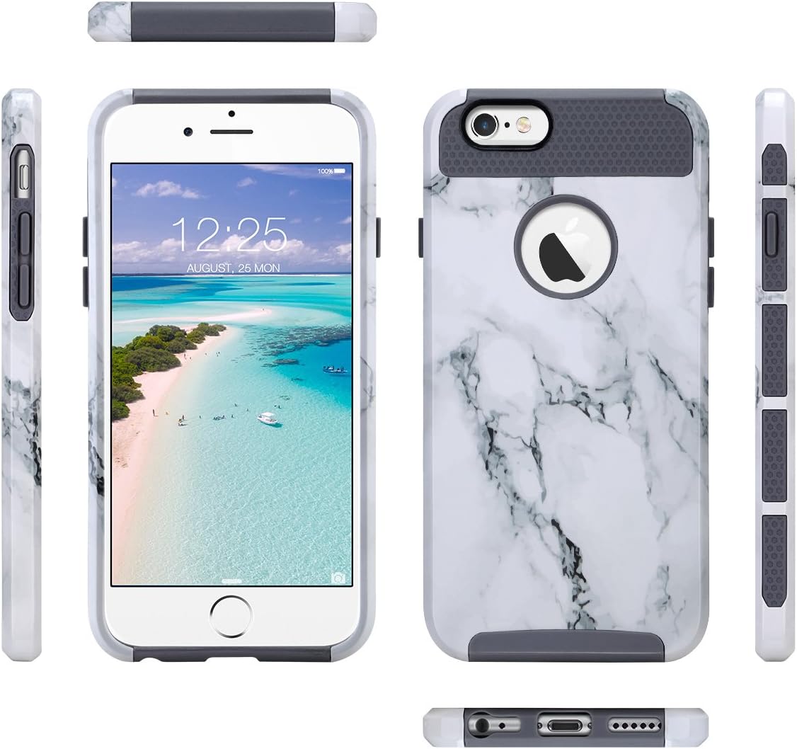 ULAK iPhone 6s Case, iPhone 6 Case Marble, Slim Hybrid Protective Scratch Resistant Hard Back Shock Absorbent TPU Bumper Case for Apple iPhone 6/6s 4.7 inch (Artistic Marble)