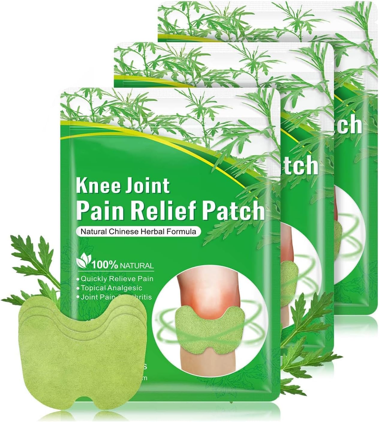XIGUA 36 PCS Flexiknee Natural Knee Patch, Flexiknee Natural Knee Pain Patch, Relief Patch for Knee, Long Lasting Relief of Joint Uncomfortable Wormwood Extract Sticker, Knee Patches.