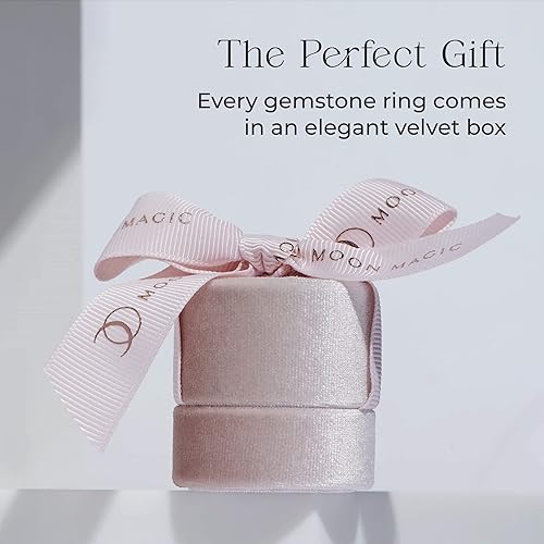 Vista 4 de Moon Magic Anillos auténticos de amatista, cuarzo rosa, aguamarina y piedra lunar para mujer Plata de ley 925 Anillos de cristales crudos de oro